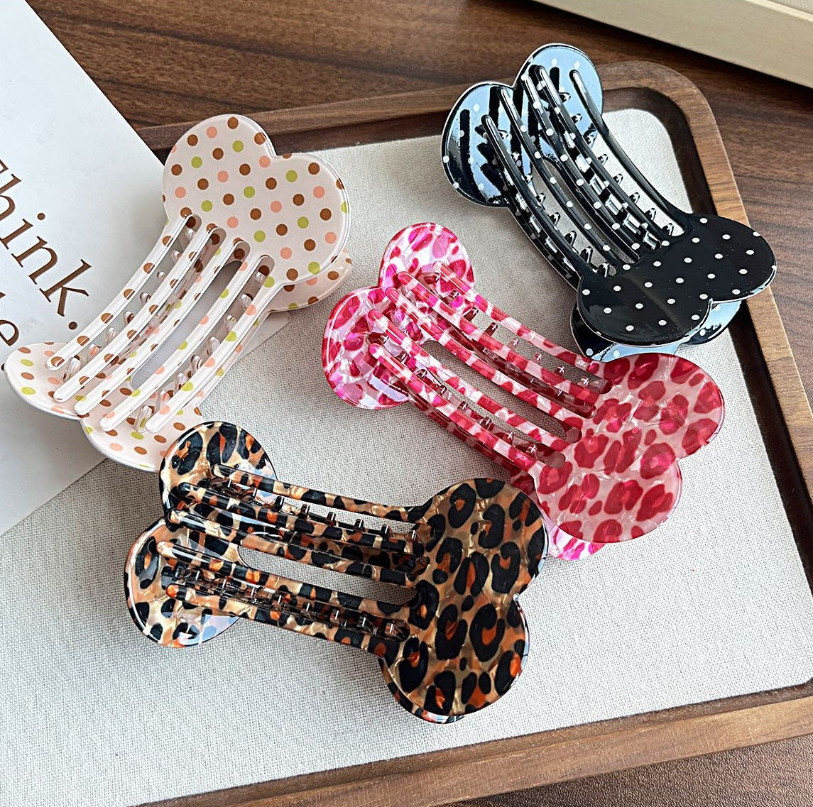 Bone-Shaped Acetate-Look Hair Claw Clip – Patterned Hair Clip
