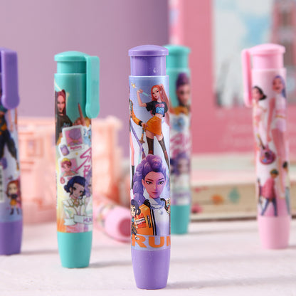 Press-to-Advance Mechanical Eraser Set Character Themed Pencil Erasers in Storage Case