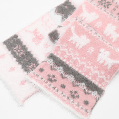 Kids’ Winter Hat, Scarf & Gloves 3-Piece Set – Pom-Pom Knit Beanie with Reindeer & Snowflake Patterns for Boys & Girls