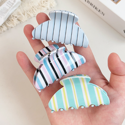 Colorful Pastel Striped Hair Claw Clip  for Women, Everyday Hair Accessory