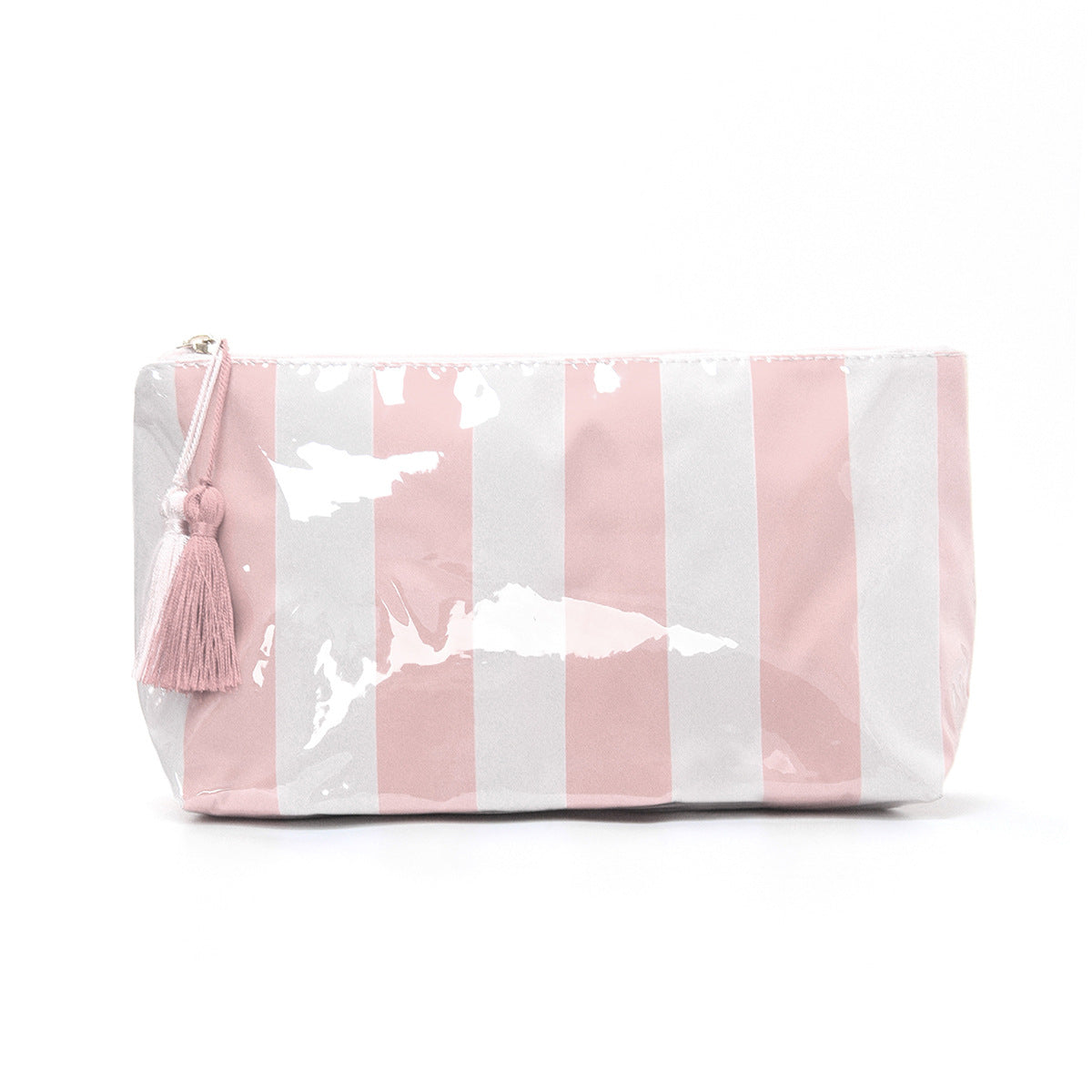 PVC Striped Waterproof Transparent Cosmetic Bag Makeup Travel Toiletry Organizer