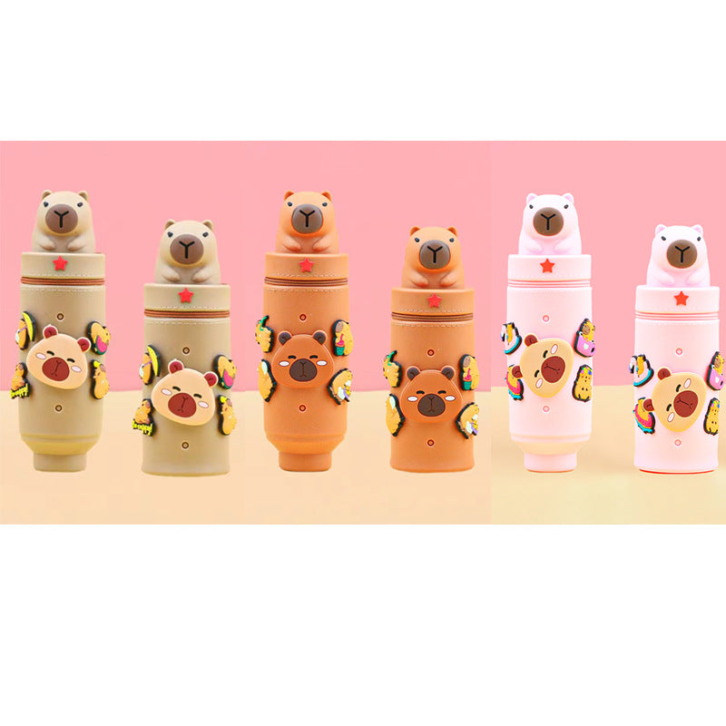 Cartoon Character Silicone Pencil Case & Desk Organizer for Kids and Students