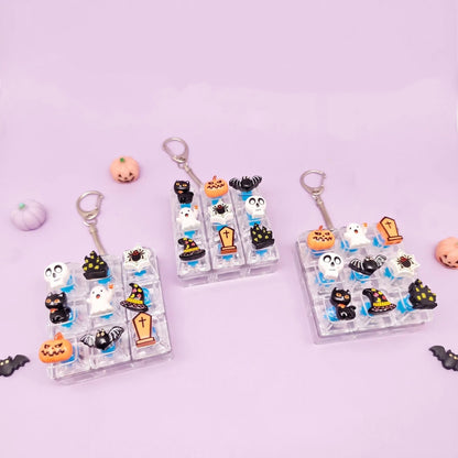 Halloween Fidget Keycap Pressing Stress Relief Keychain with Cute Holiday Charms