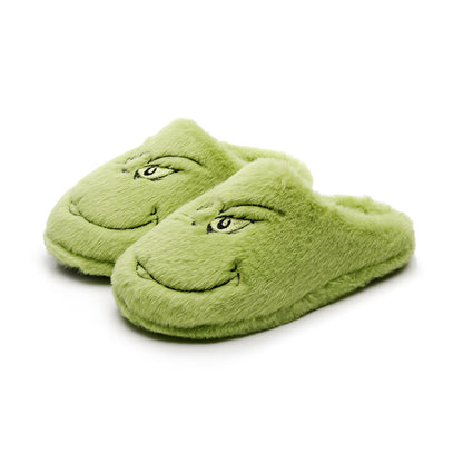 2025 Christmas Grinch Gingerbread Farm Chicken Plush Slippers Unisex Winter Cotton Home Slippers