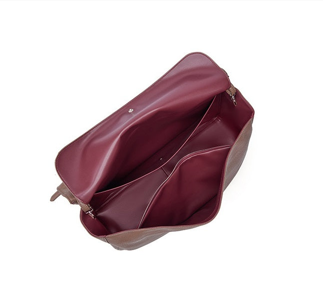 Slouchy Flap Shoulder Bag in Leather or Suede