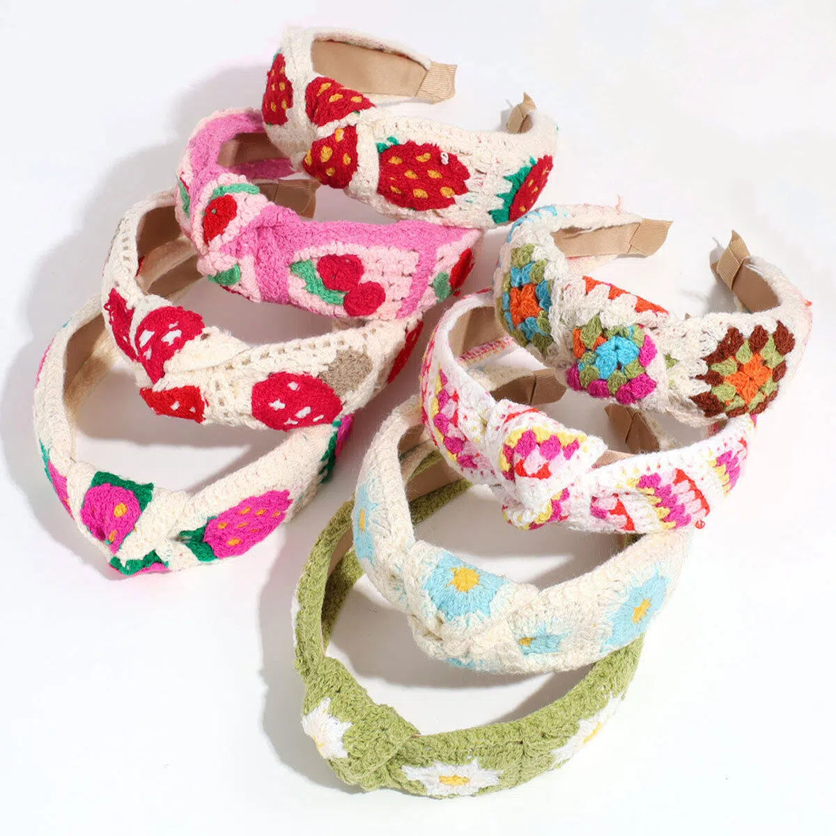 Handmade Crochet Headband Boho Knitted Hair Band for Women & Girls Granny Square Hair Accessory
