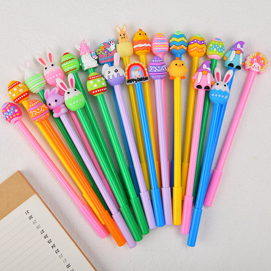 Cartoon Silicone Easter Bunny Pen Creative Topper Gel Pen Black Ink Journal Pen