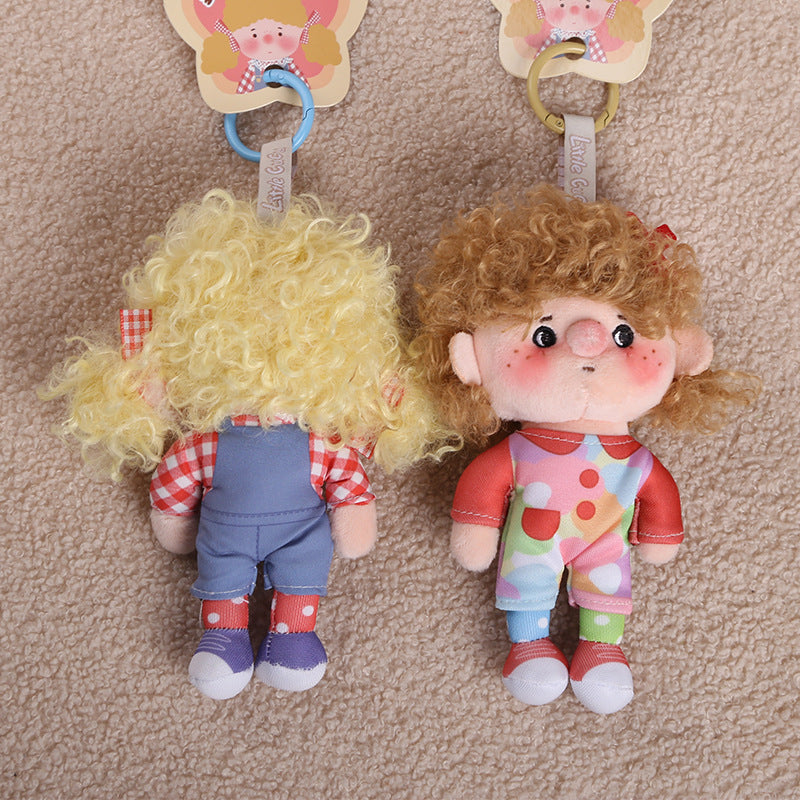 Curly Hair Plush Doll Bag Charm – Cute Character Keychain
