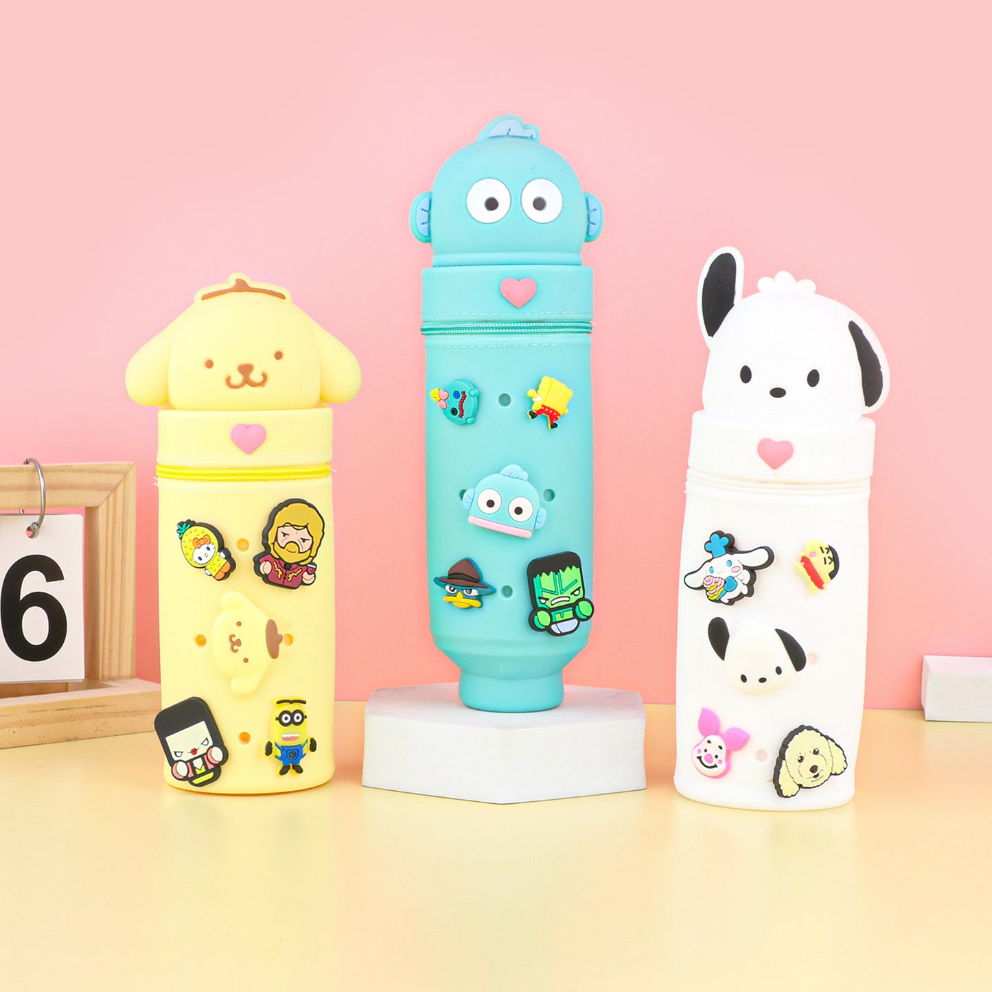 Cartoon Character Silicone Pencil Case & Desk Organizer for Kids and Students