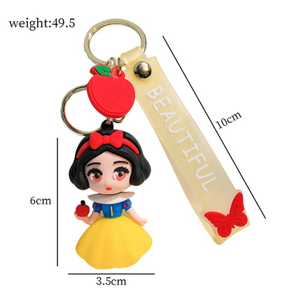 Cute Cartoon Princess Backpack Charm – Soft Silicone Keychain for Bags & Car Keys