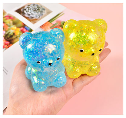 Cartoon Sequin Bear Squishy Toy Slow Rising Stress Relief Squeeze Toy