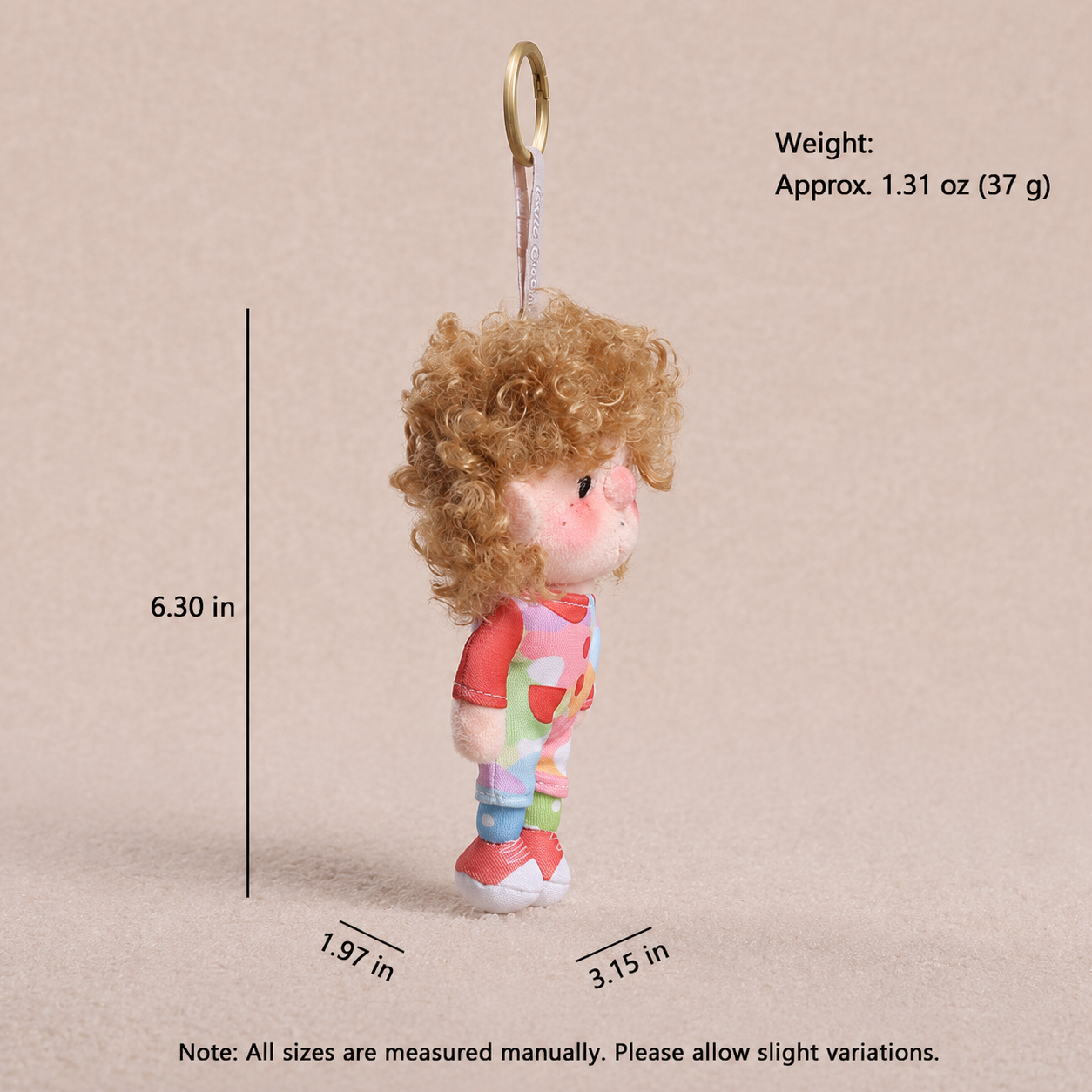 Curly Hair Plush Doll Bag Charm – Cute Character Keychain
