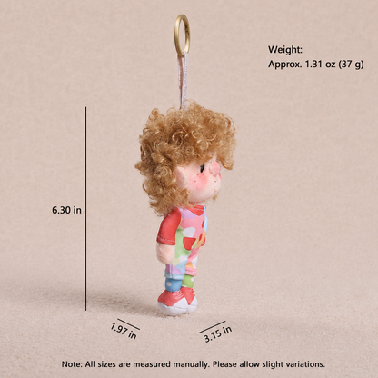 Curly Hair Plush Doll Bag Charm – Cute Character Keychain