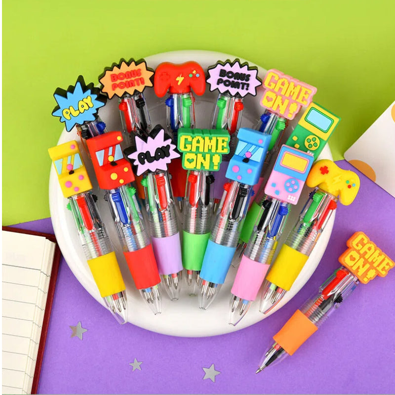 Back To School Novelty Gaming Theme Ballpoint Pen Collection Multi Ink Pens for Gift & Stationery