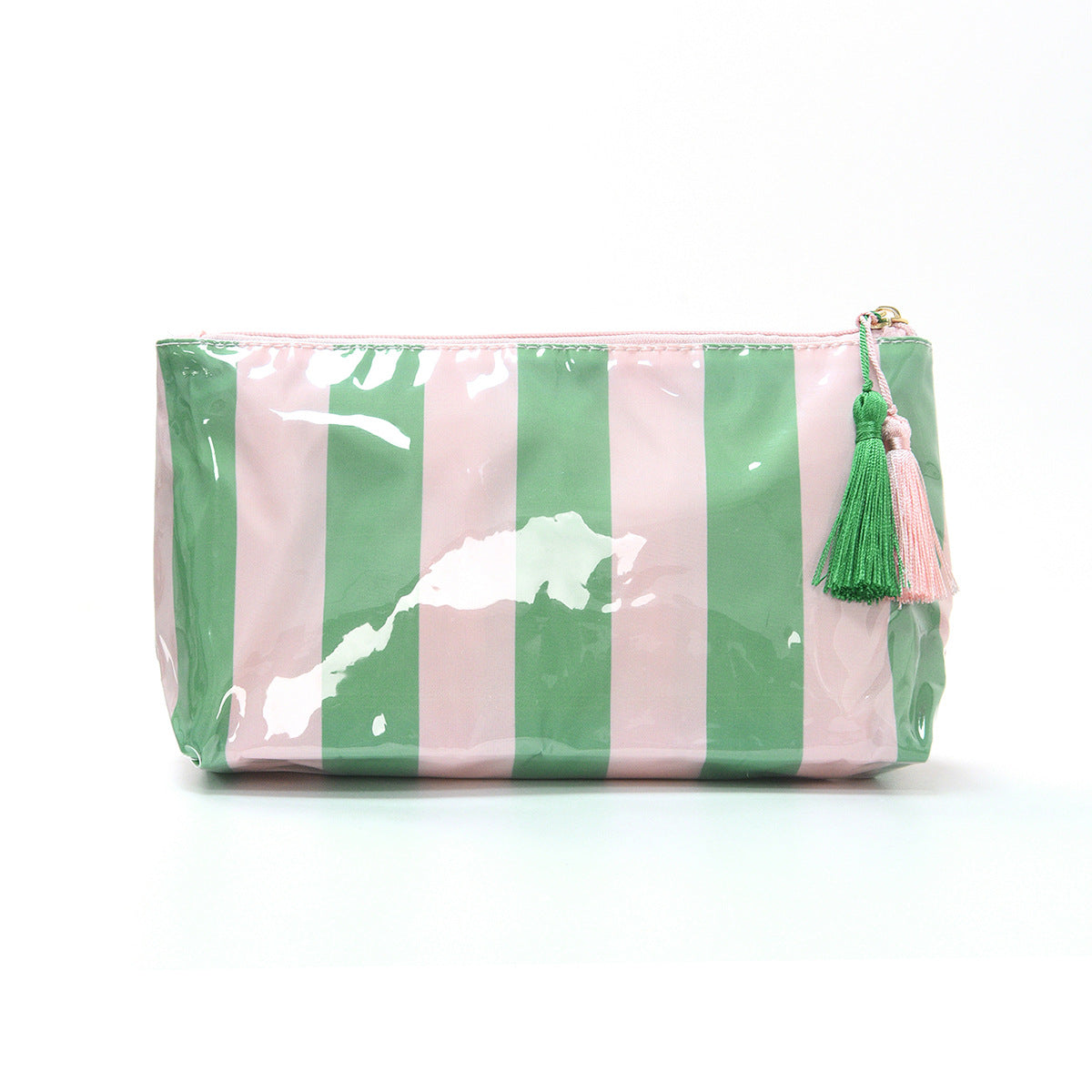 PVC Striped Waterproof Transparent Cosmetic Bag Makeup Travel Toiletry Organizer