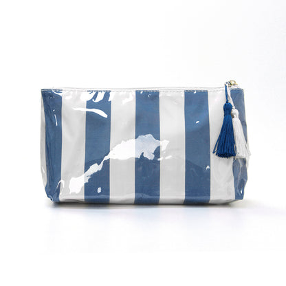PVC Striped Waterproof Transparent Cosmetic Bag Makeup Travel Toiletry Organizer