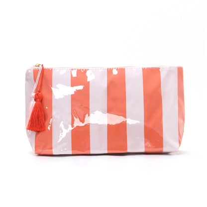 PVC Striped Waterproof Transparent Cosmetic Bag Makeup Travel Toiletry Organizer