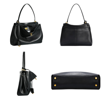 Slouchy Turn-Lock Shoulder Bag in Leather or Suede