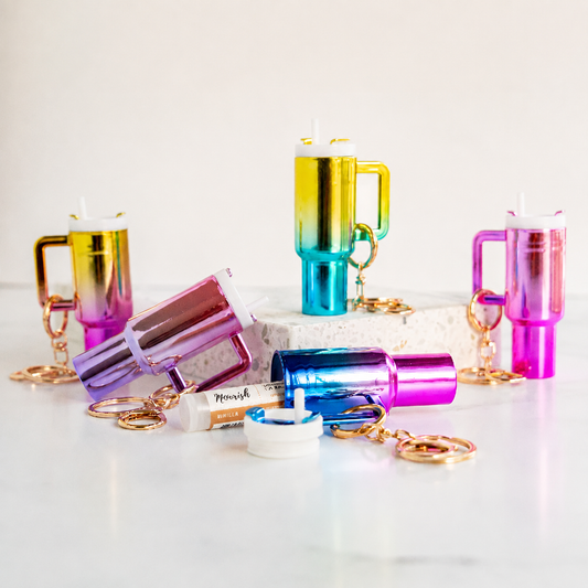 Mini Tumbler Bag Charm Keychain Holographic Rainbow Plastic Cup Charm Accessory