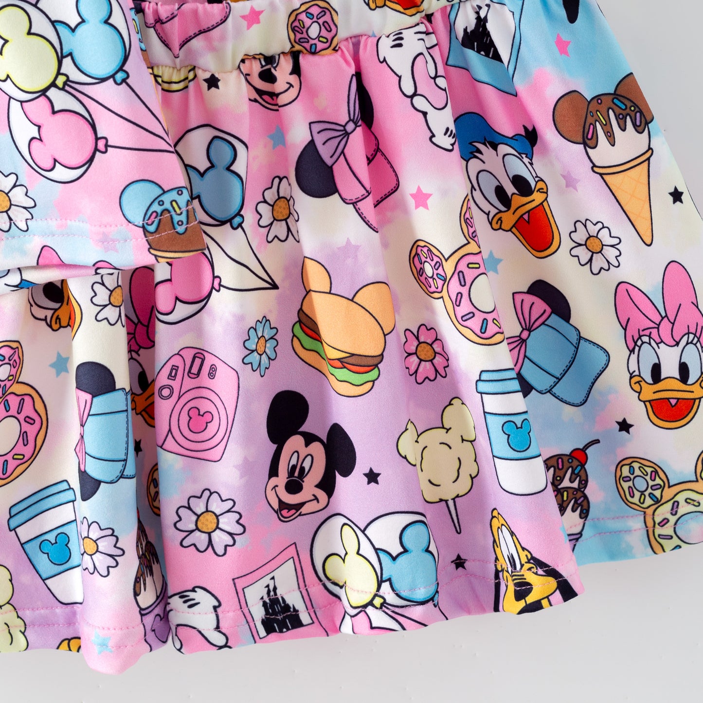 Girls Summer Minnie Cartoon Printed Athletic Skirt Set