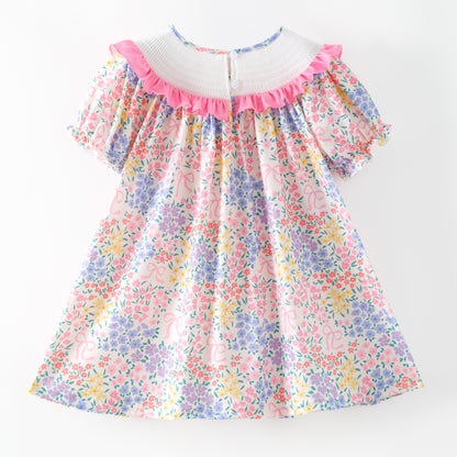 Spring Summer Floral Custom Name Smocked Embroidered Collection