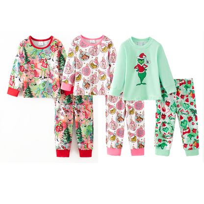 Kids Christmas Winter Grinch Sleepwear Pajamas Set
