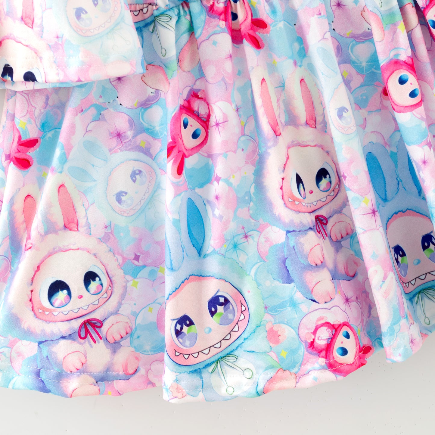 Girls Cartoon Monster Cute Print Skirt Set