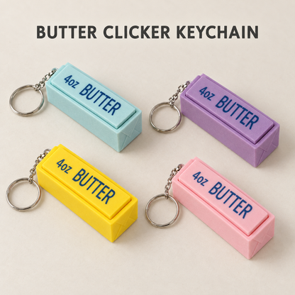 3D Printed Butter Clicker Fidget Keychain – Mini Food-Themed Bag Charm