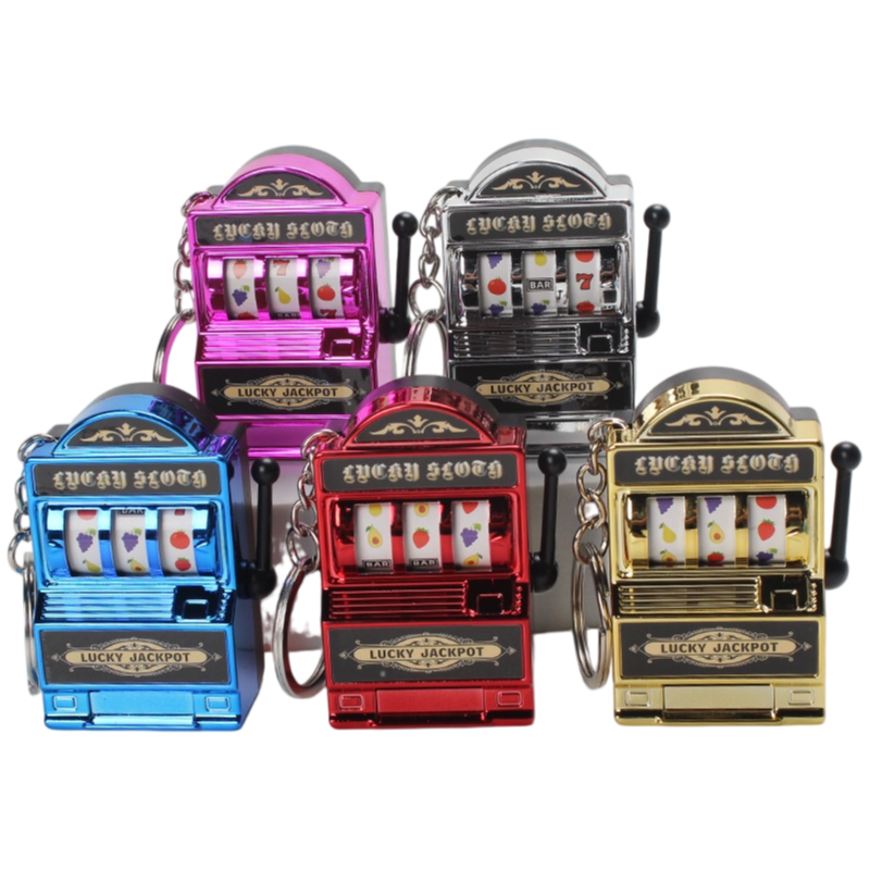 Retro Electroplated Slot Machine Keychain Fidget – Lucky Jackpot Fruit Game Toy