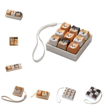 Shiba Inu Finger Press Button Cube Squishy Keyboard Keychain Stress Relief Toy