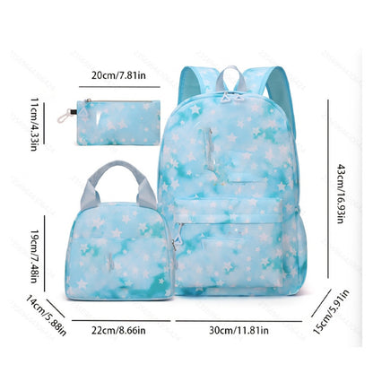 Kpop Demon Hunters Tie-Dye Star Backpack Set Student School Bag Lunch Bag & Travel Pouch 3-Piece Set