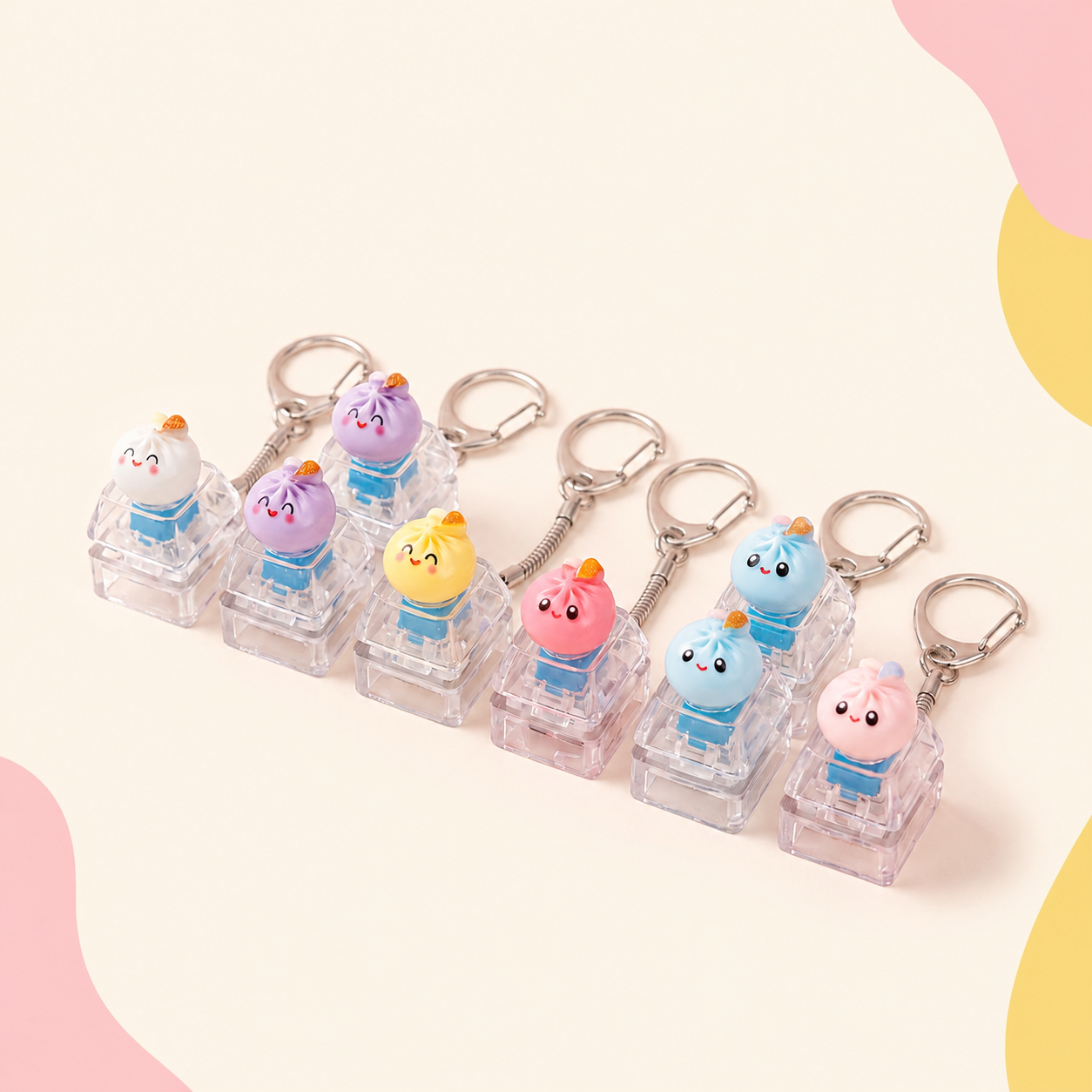 Mini Dumpling Fidget Charm Keychain Pop Fun Stress Sensory Toy Relief Accessory