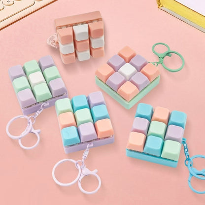 Finger Press Button Cube Squishy Keyboard Keychain Stress Relief Toy