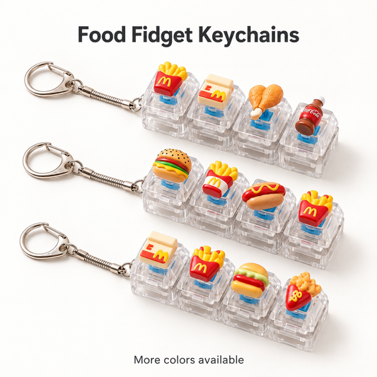 Mini Food Mechanical Key Fidget Toy – Handmade Resin Charms