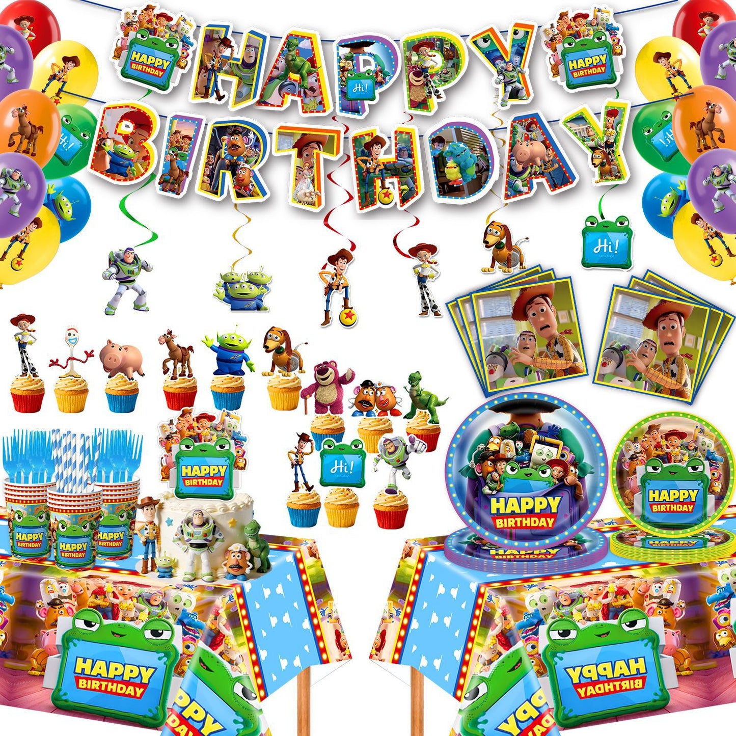 Cartoon Woody Buzz Series Birthday Party Supplies Themed Tableware and Decorations