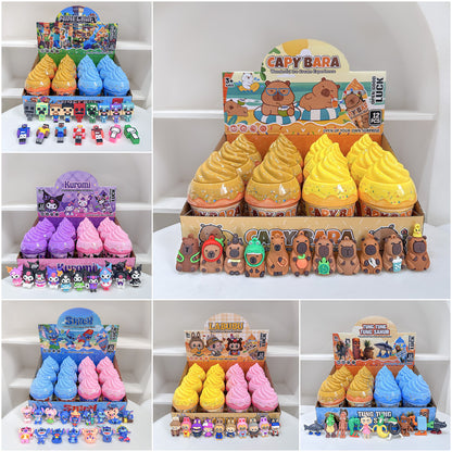 Ice Cream Cone Keychain Blind Box Set – 12-Piece Full Box Cartoon Surprise Series