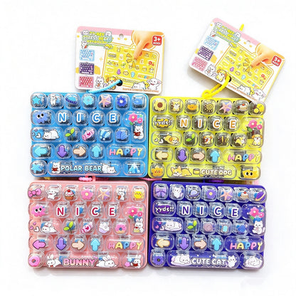 Transparent Dual-Color 26-Key Fidget Keyboard Keychain – Clicky Stress Relief Toy