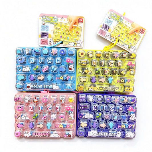 Transparent Dual-Color 26-Key Fidget Keyboard Keychain – Clicky Stress Relief Toy