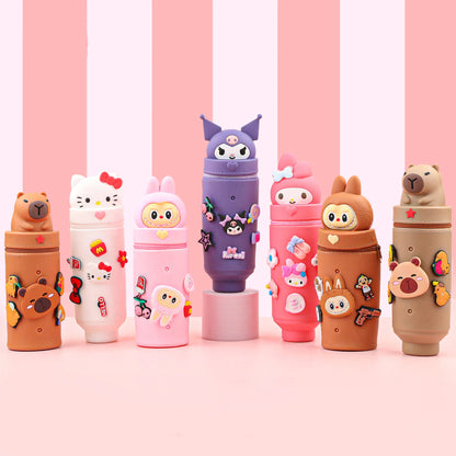 Cartoon Character Silicone Pencil Case & Desk Organizer for Kids and Students