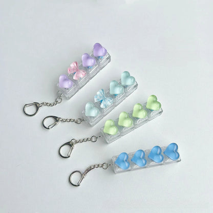 Ice-Translucent Heart Keycap Stress Relief Keychain Keyboard-Style Pendant Charm
