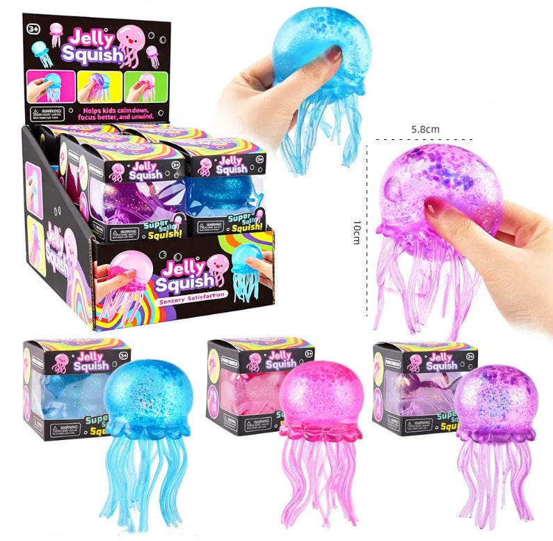 Glitter Jellyfish Toy Slow Rising Stress Relief Squeeze Toy Boxed Set