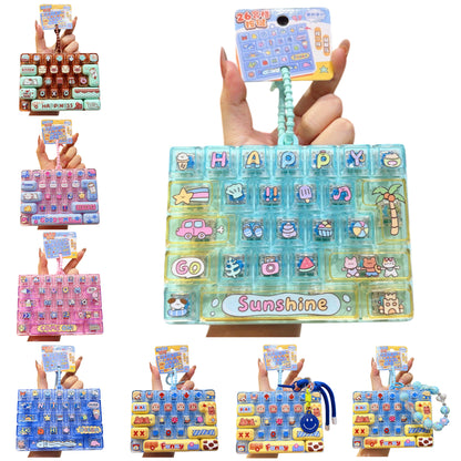 Transparent Dual-Color 26-Key Fidget Keyboard Keychain – Clicky Stress Relief Toy