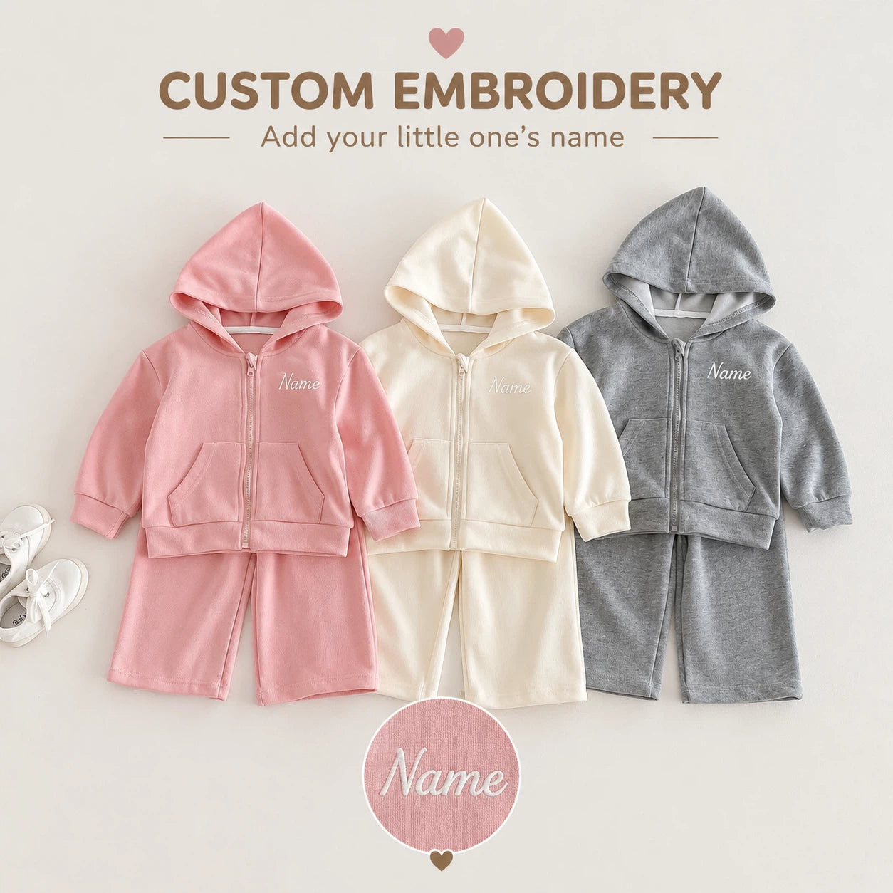 Personalized Kids’ Embroidered Hoodie & Jogger Set – Custom Name Toddler Tracksuit