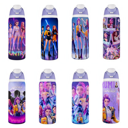 KPOP Demon Hunters 32oz Vacuum Insulated Stainless Steel Water Bottle Straw Cup Sports & Outdoor