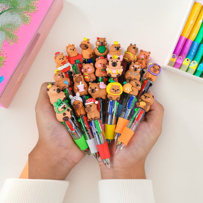 Cute Capybara Retractable Ballpoint Pen, Kawaii Animal Character Pen