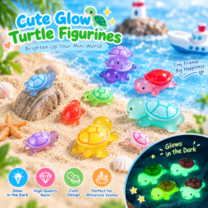 Glow-in-the-Dark Resin Turtle Figurines – 10-Color Set