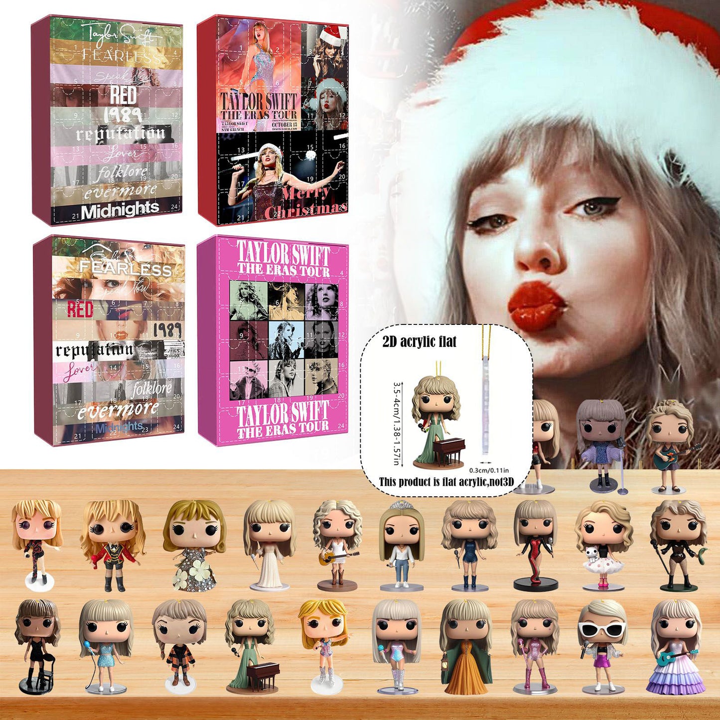 Christmas 2025 Taylor Swift Advent Calendar Blind Box Q-Version Acrylic Figures Set 24Pcs