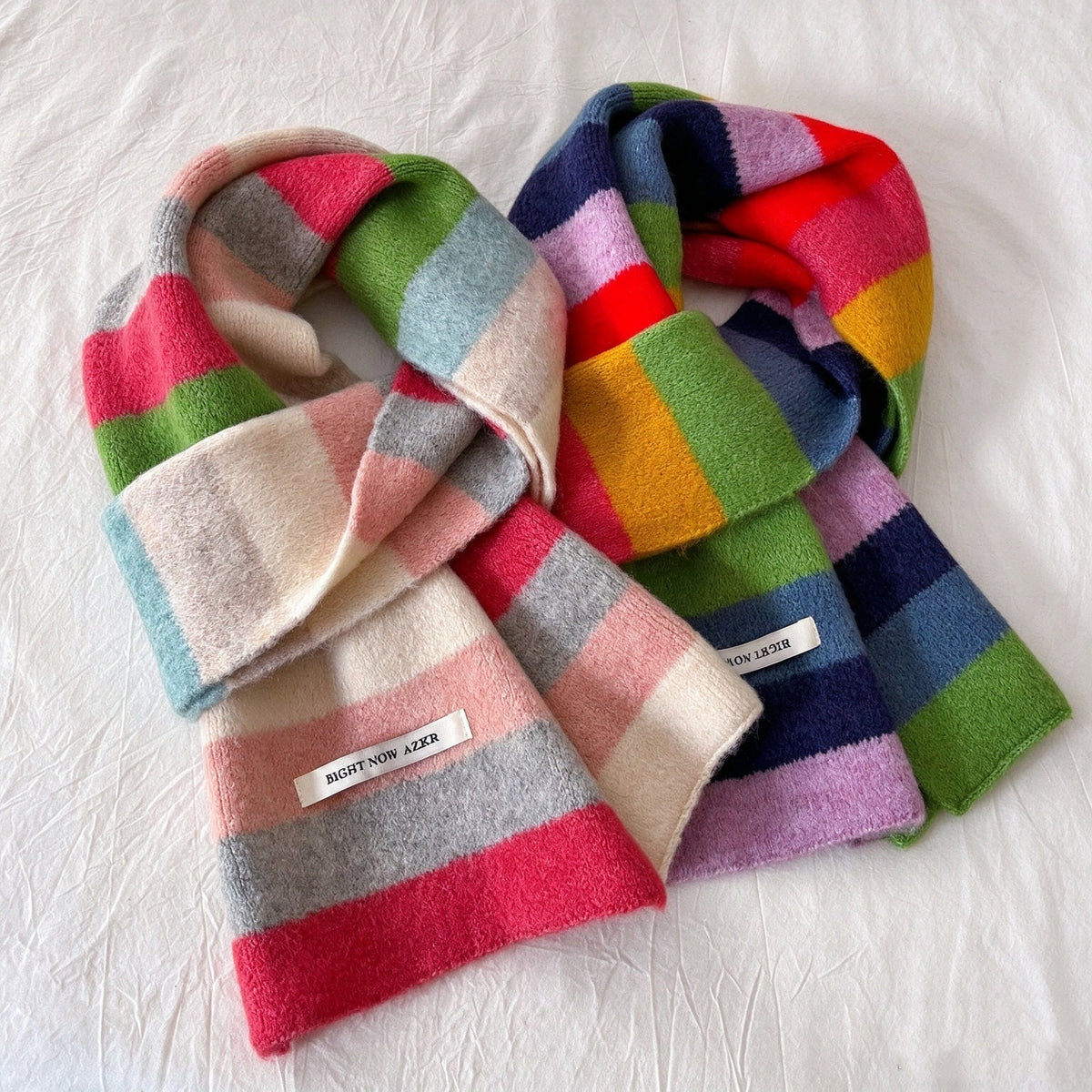 Multicolor Stripe Scarf, Soft Knit Winter Scarf for Women