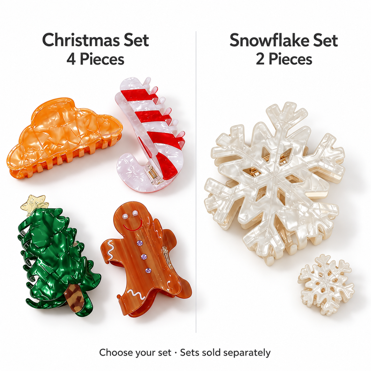 Christmas & Snowflake Hair Claw Clip Sets – Holiday Hair Accessories