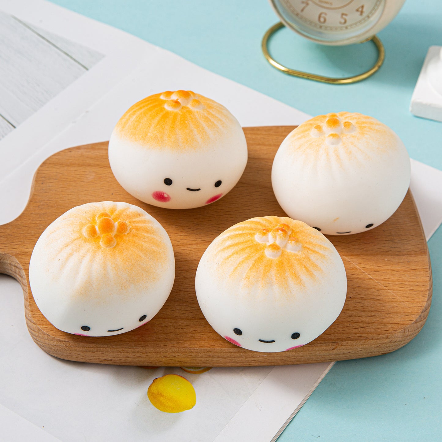 Simulation Emoji Steamed Stuffed Bun Squishy Toy Slow Rising Stress Relief Squeeze Toy
